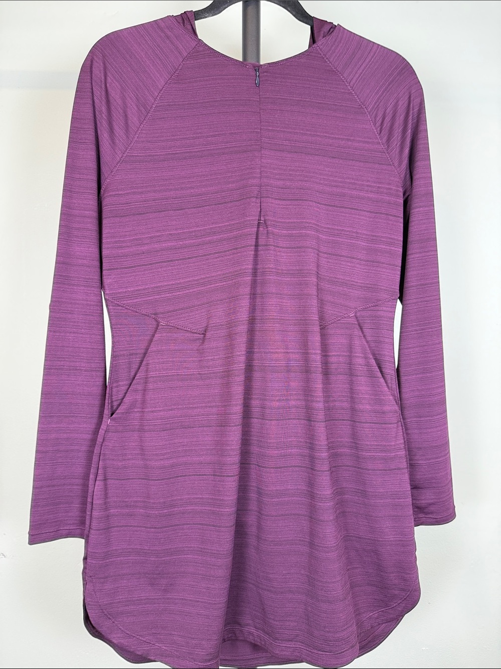 Athleta Pacifica Hooded Tunic Dress Plum Purple Zip Size M Activewear